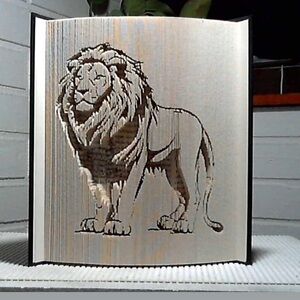 Lion fold and cut book art